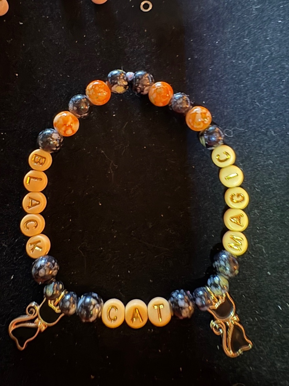 Parky’s Place Handmade Black Cat Magic Stretch Bracelet | Halloween
